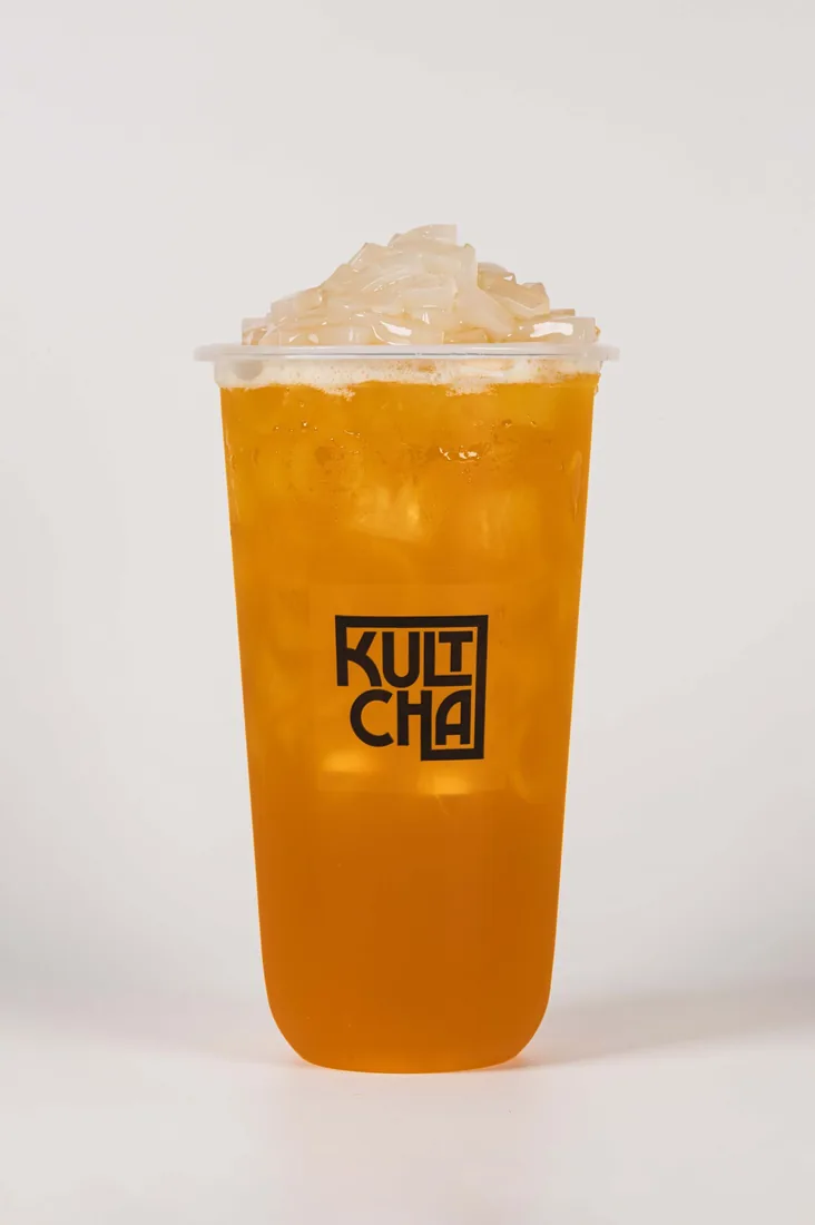 Mango Green Tea with Coconut Jelly — bubble tea and Vietnamese coffee at Kultcha, Cairns Central