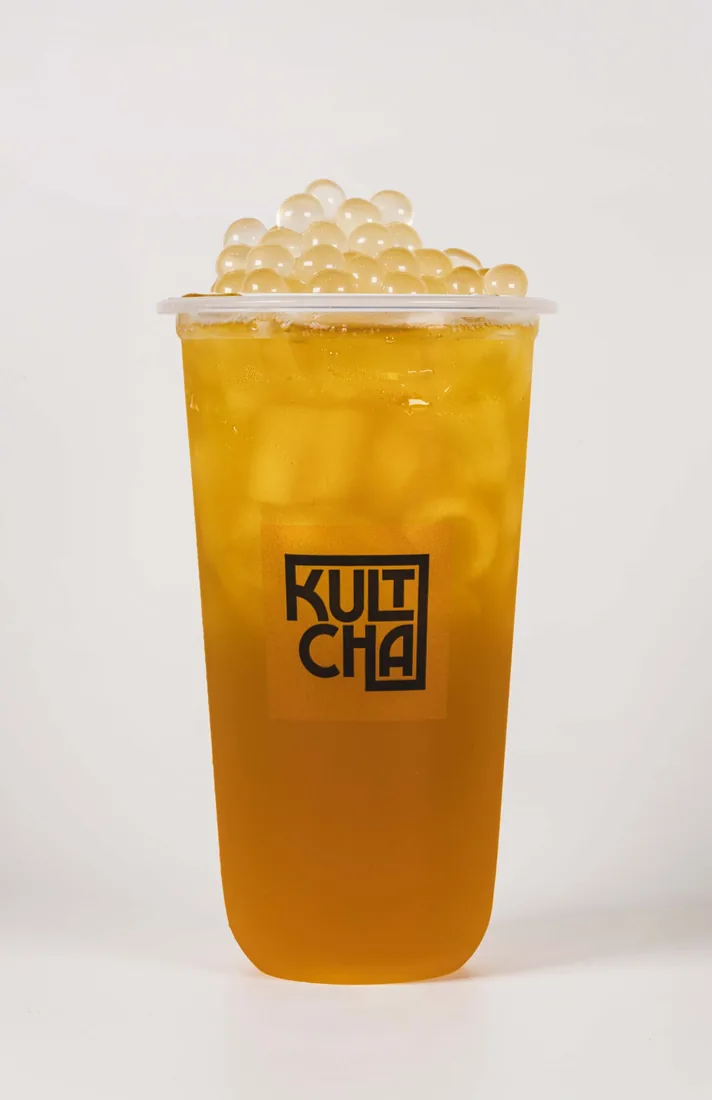 Peach Green Tea with Lychee Popping — bubble tea and Vietnamese coffee at Kultcha, Cairns Central