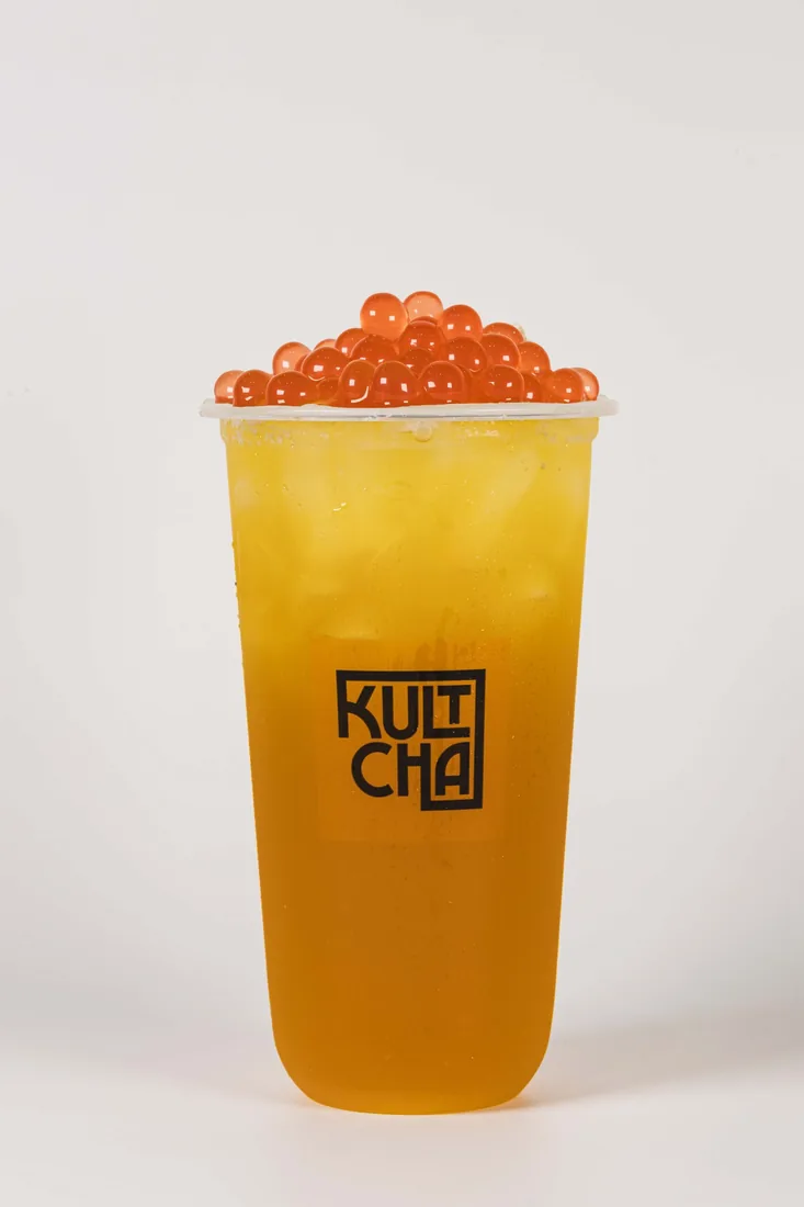 Pineapple Green Tea with Strawberry Popping — bubble tea and Vietnamese coffee at Kultcha, Cairns Central