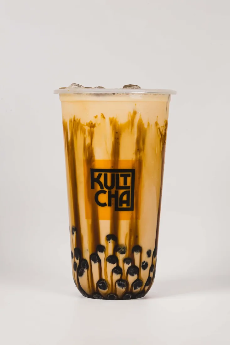Brown Sugar Pearl Milk Tea at Kultcha, Cairns Central — Slow-cooked brown sugar syrup and chewy tapioca pearls in a creamy milk tea — sm
